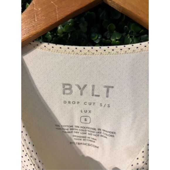 BYLT The Drop Cut Tee Size Small Dots Ivory and Black - Picture 2 of 4